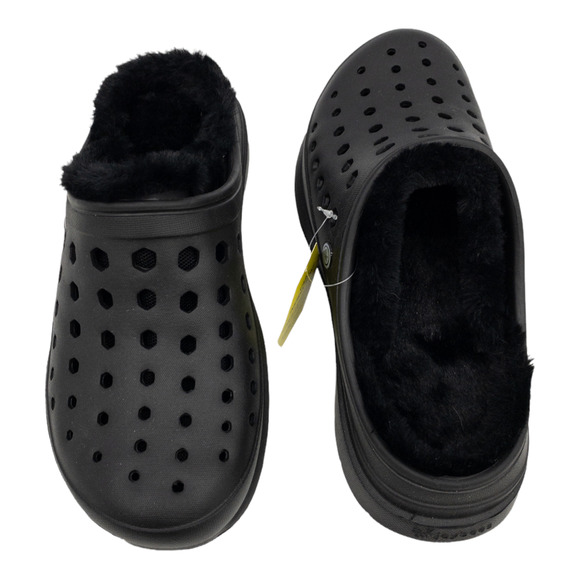 Joybees Black Washable Removable Fur Lined Slip On Garden Clogs Slippers 9 - Picture 7 of 12